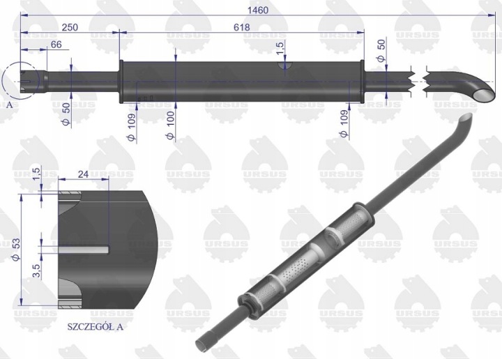 SILENCIEUX 1460MM 5.6KG MF3 ORIGINAL URSUS 3029050U