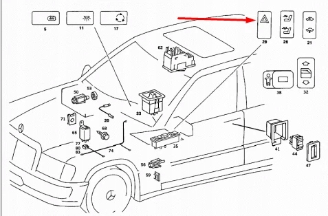MERCEDES-BENZ 190 W201 BOUTON WYLACZNIKA AWARYJNEGO A0008209010 OEM