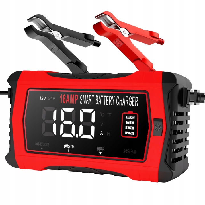 INTELLIGENT CHARGEUR CHARGEUR AUTO 16A BATTERIE LIFEPO4 LCD 12V 24V