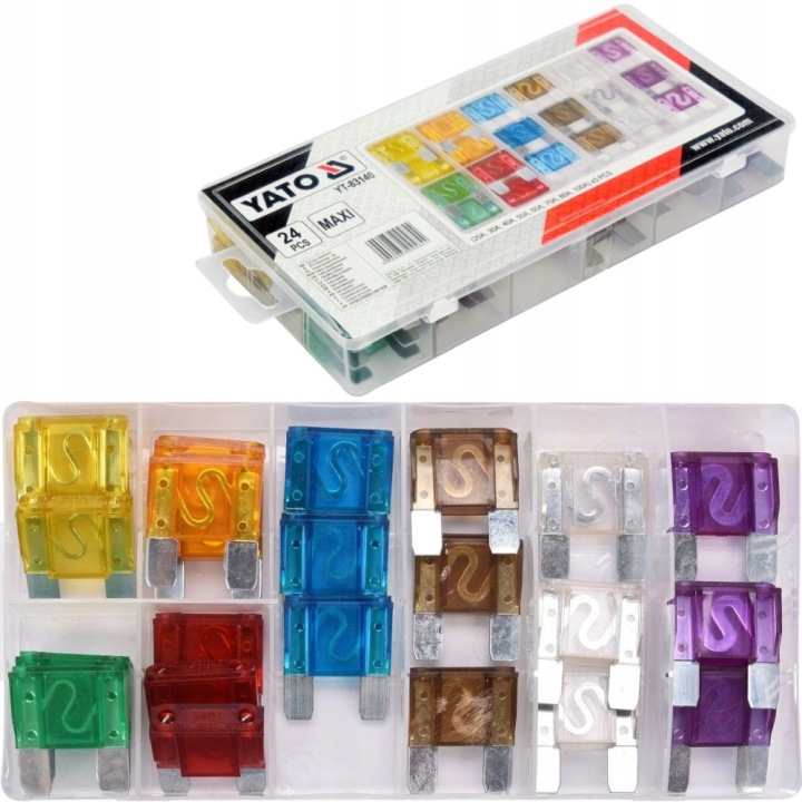 YATO FUSIBLES AUTOMOBILE KIT FUSIBLES MAXI 24 PIÈCES 20A-100A