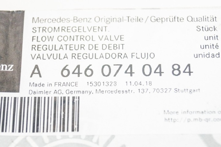 MERCEDES-BENZ C-CLASS W204 SOUPAPE DIRECTEUR PRZEPLYWEM A6460740484