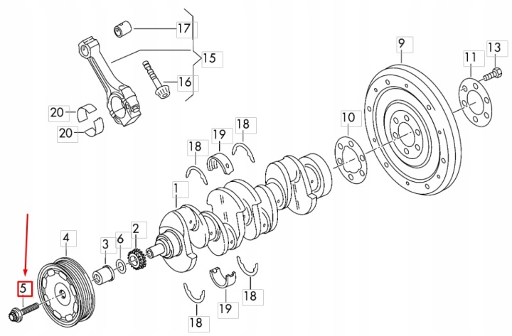 VOLKSWAGEN EOS KOLO POULIE ARBRE VILEBREQUIN VIS NASADOWA 12-KATNA N91048601