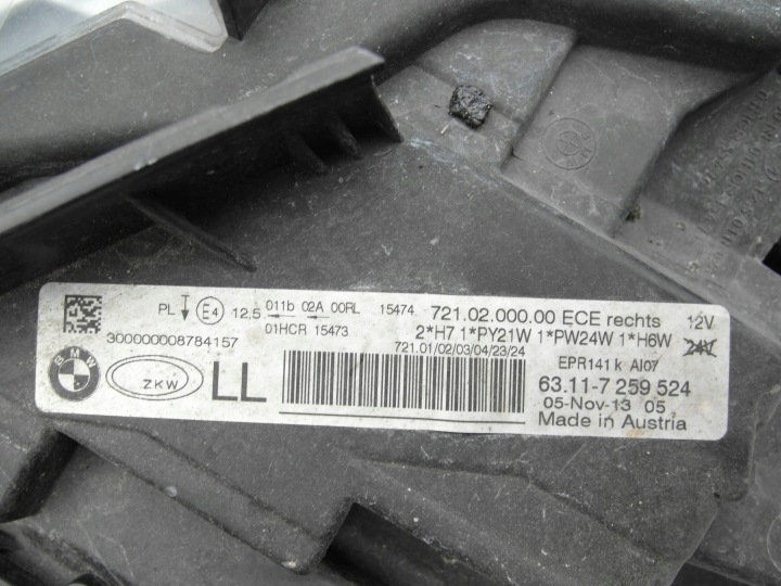 BMW 3 F30 ORDINAIRE PHARE AVANT DROITE DROIT AVANT NR60 7259523
