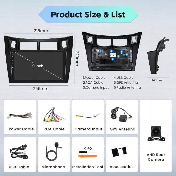 HIKITY 4G+64G RADIO AUTOMOBILE ANDROID13 TOYOTA YARIS 2007-2011 R1533