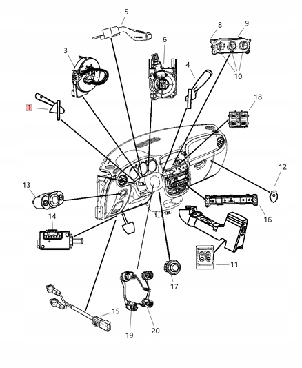 COMMUTATEUR CLIGNOTANTS MANETTE JEEP WRANGLER JK 07-11 5183947AA