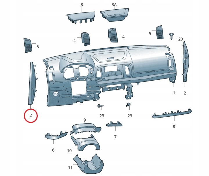 SKODA KAROQ PROTECTION CALANDRE LATÉRALE TABLEAU DE BORD INSTRUMENTATION GAUCHE OE 57A857503E