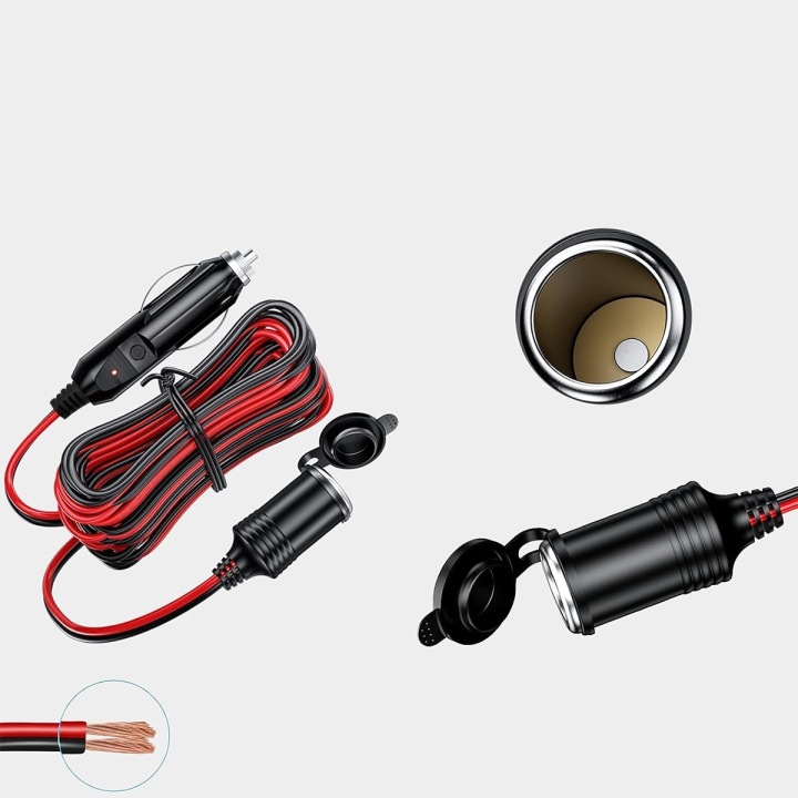 RALLONGE DOUILLES ALLUME-CIGARES 400 CM. PUISSANT 15A CONNECTEUR PRISE 16AWG