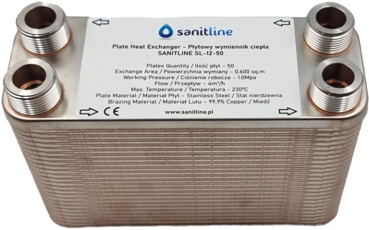 ÉCHANGEUR DE CHALEUR SANITLINE 50 PLYTOWY 45KW 4X 3/4″ CO CWU GAZ EKOGROSZEK