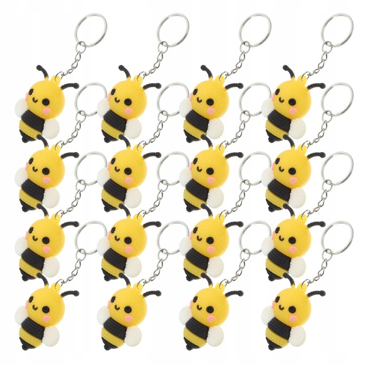 20PCS ADORABLE BEE ANIMAL KEYCHAINS FOR PARTY AND BAG ACCESSORIES