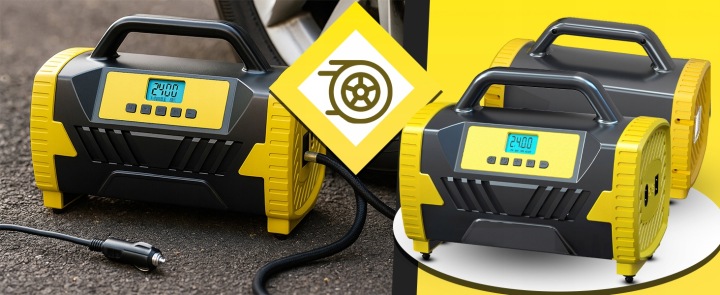COMPRESSEUR AUTOMOBILE 12V 230V POMPE PRZENOSNA BEZOLEJOWY HQ COMPRESSEUR