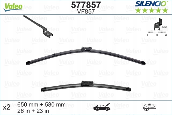 VALEO POIGNÉE ESSUIE-GLACES 2PCS VF857 SILENCIO XTRM 650 580MM MERCEDES