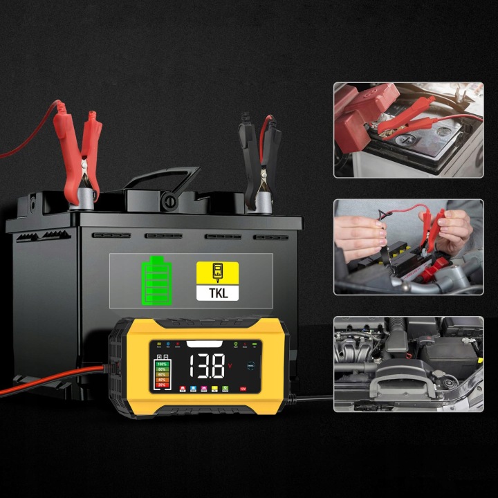 AUTOMATIQUE INTELLIGENT CHARGEUR CHARGEUR BATTERIE LCD 12V 6A