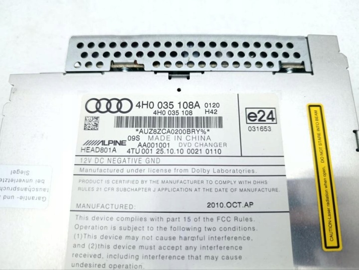 ZMIENIACZ DISQUES DVD AUDI A8 2011 4H0035108A