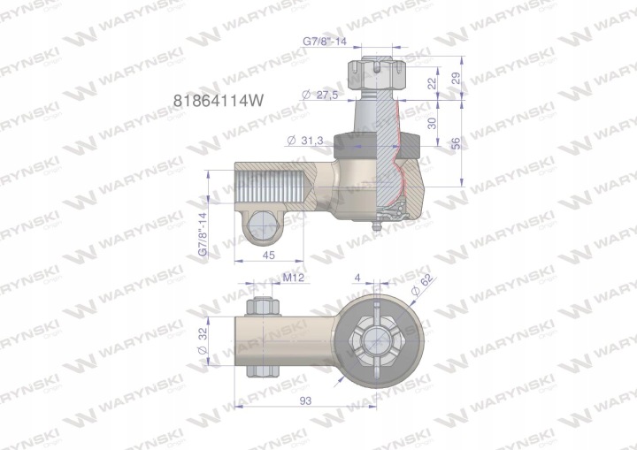 JOINT DIRECTION DROIT 7/8″ 81864114 WARYNSKI
