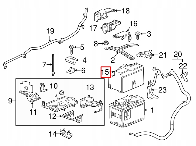 COUVERCLE BATTERIE CHEVROLET MALIBU 23347542 32597976 1.5L 122KW 2024