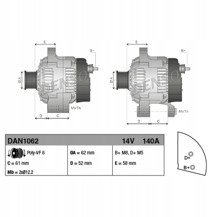 ALTERNATEUR DENSO 73501591 71746673 71750297