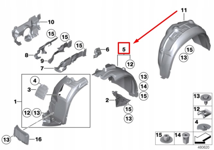 BMW X1 E84 AVANT DROITE INTÉRIEURE PROTECTION GARDE-BOUE 2990090 51712990090