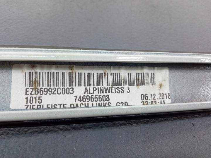 BMW 3 G20 MOULURE TOITS GAUCHE 7427839 ALPINWEISS 3