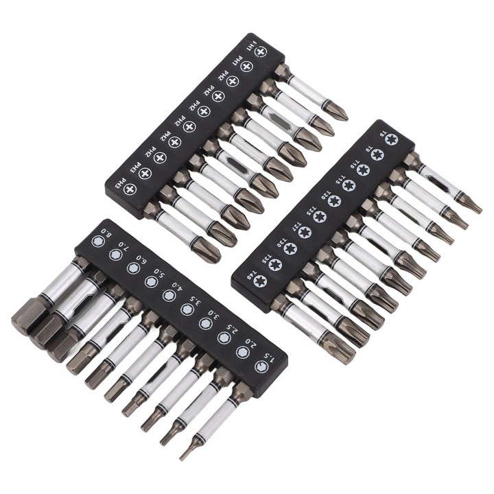 30PCS UDERZENIE PRZYKRECARKI KIT BITOW D2 ACIER MAGNETIC 2IN HEX M6