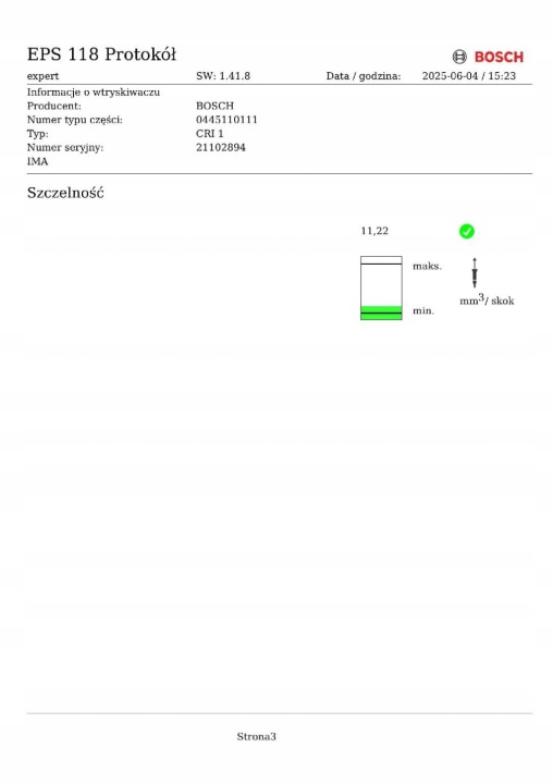 ALFA ROMEO GT 1.9JTD 150KM INJECTEUR BOSCH 0445110111 TEST