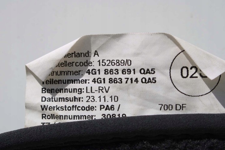 AUDI A6 A7 TAPIS DE SOL PLANCHERS 4G1863691 4G0864450 ESSUIE-GLACES 4G0864450 4G1 8