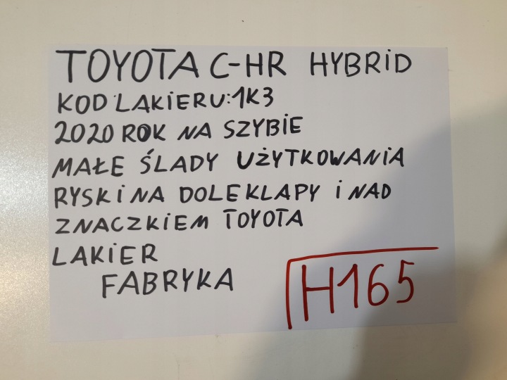 TOYOTA C-HR CHR ARRIÈRE COUVERCLES DE COFFRE 1K3 2020 (H165)