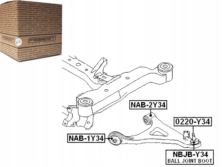 MANCHON BRAS DE SUSPENSION NAB-2Y34 FEBEST DAIHATSU NISSAN