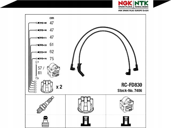 NGK 7406 RC-FD830 KIT FILS D'ALLUMAGE