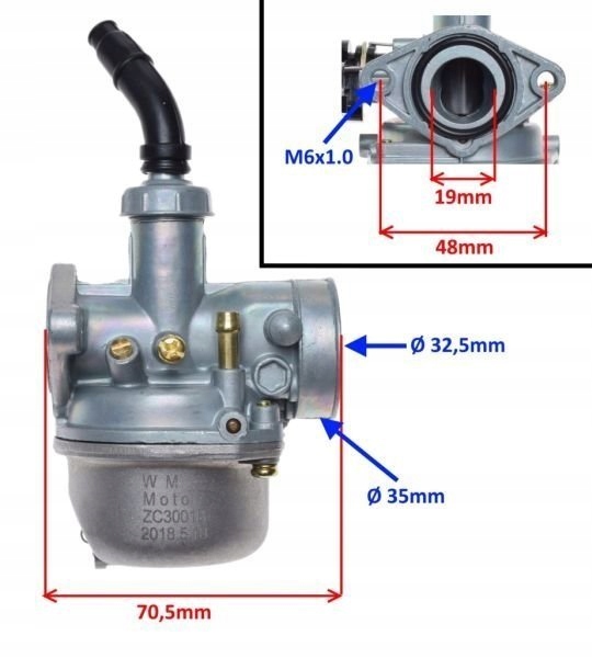 CARBURATEUR 4T 139FMB CHOPER KING LOS ROMET KINROAD ATV