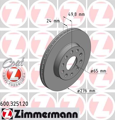 DISCOS ZAPATAS PARTE DELANTERA ZIMMERMANN VW GOLF VII 