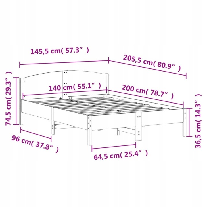 CHÂSSIS ROULEMENTS AVEC WEZGLOWIEM BLANCHE 140X200CM LITE BOIS SOSNOWE