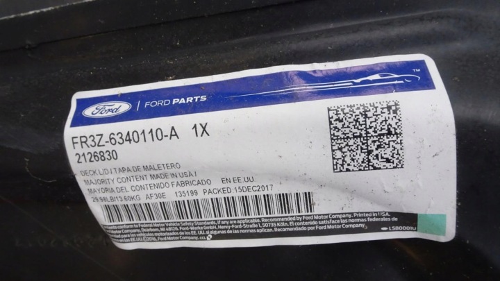 FORD MUSTANG 15- COUVERCLES DE COFFRE ARRIÈRE ARRIÈRE ORIGINAL