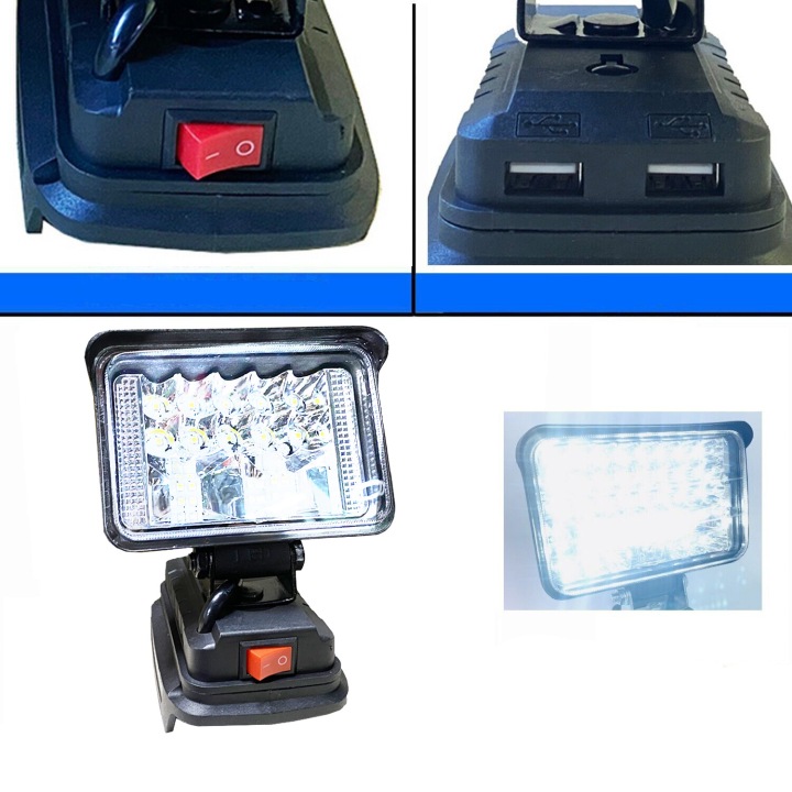 PHARE VERS MAKITA 18V PHARES ANTIBROUILLARD AMPOULE TRAVAILLÉ LAMPE DE POCHE 2 CV USB 3CALI 16LED 27W