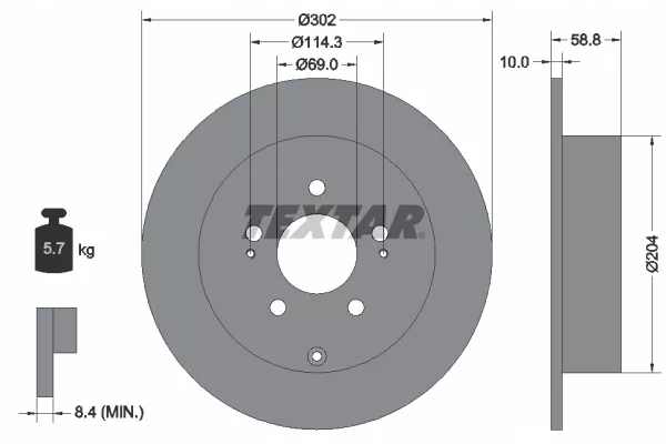 DISCO HAM. MITSUBISHI T. GRANDIS 04- TEXTAR 