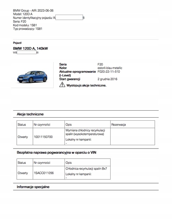 HISTORIA DE MANTENIMIENTO BMW VIN ASO SPRAWDZENIE 7/7 