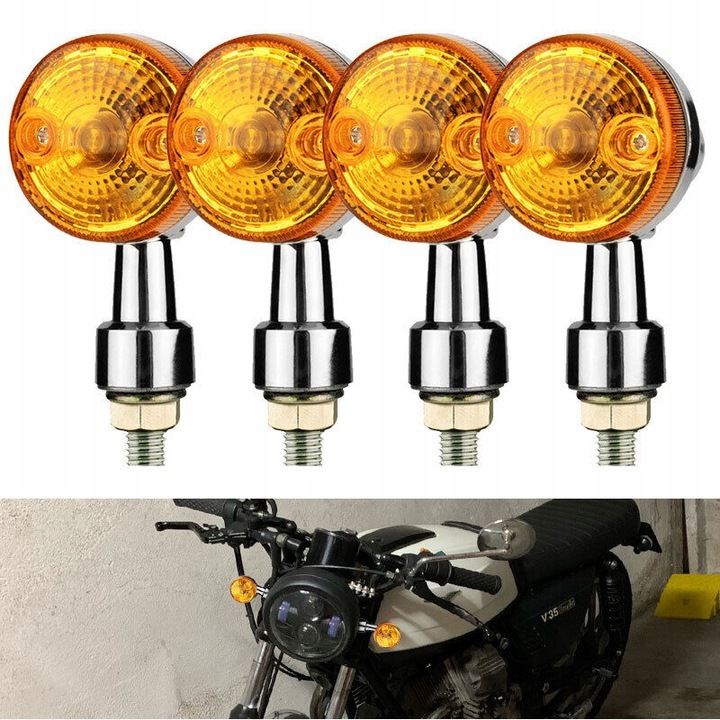 LUCES DIRECCIONALES MOTOCICLETA CROMO CAFE CHOPPER M10 