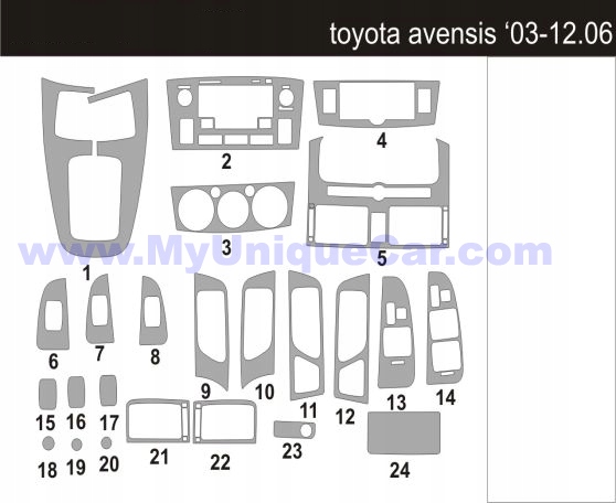 TOYOTA AVENSIS T25 03+ OKLEINY TORPEDAS CARBÓN TORPEDA DISEÑO TORPEDA PELÍCULA 3D 