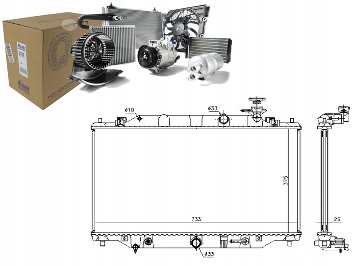 RADUADOR DEL MOTOR DE AGUA MAZDA 6 2.2D 08.12- NISSENS 