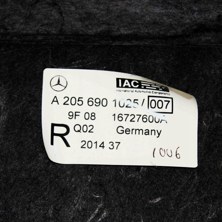 DROITE GARNITURE COUVERCLES DE COFFRE MERCEDES-BENZ C (W205) A2056901025 1.6L DIESEL