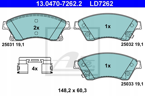 13.0470-7262.2 ZAPATAS DE FRENADO OPEL ASTRA J GTC 1.4 1.6 1.7 