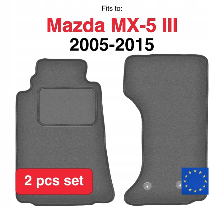 TAPIS DE SOL AUTOMOBILE VELOURS GRAFITOWE VERS MAZDA MX-5 III CABRIO (2005-201
