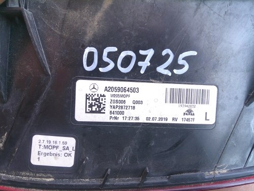 MERCEDES C CLASSE W205 LIFT BERLINE PHARE GAUCHE ARRIÈRE ORIGINAL 2059064503