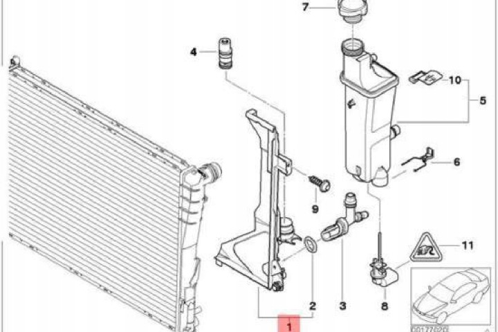 PLAQUE SALLE DE MONTAGE RÉSERVOIR RADIATEUR BMW E46 E85 E86 1436251 17111436251