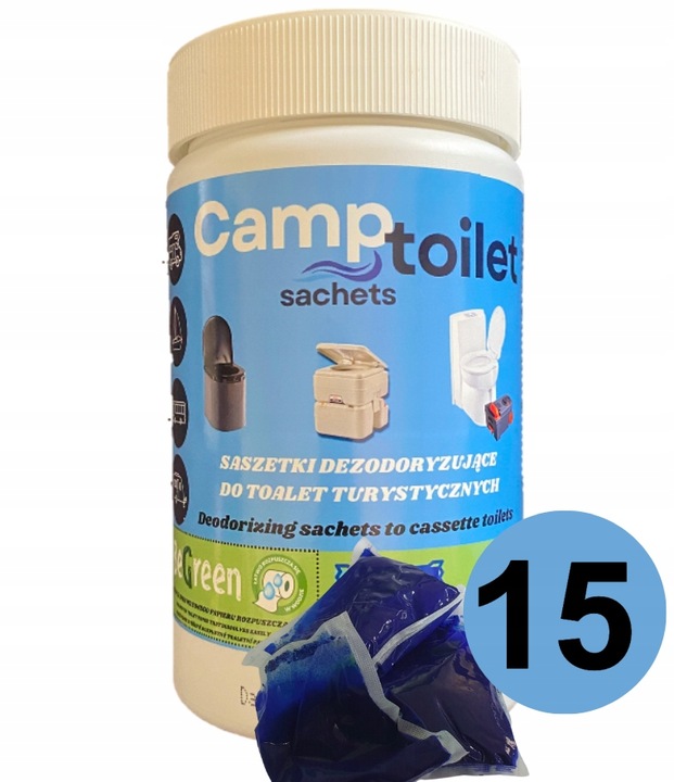 SASZETKI DO TOALETY WC TURYSTYCZNEJ CAMPING COMO AQUA KEM CAMPTOILET 15 PIEZAS 