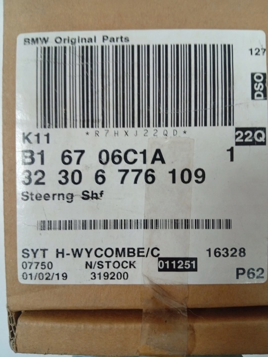 M167 NEUF BMW INFÉRIEUR JOINT COLONNES DIRECTION 6776109
