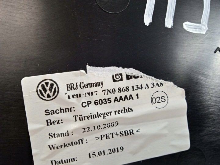 VW SHARAN 7N COLLECTEUR GARNITURE PORTES DROIT AVANT