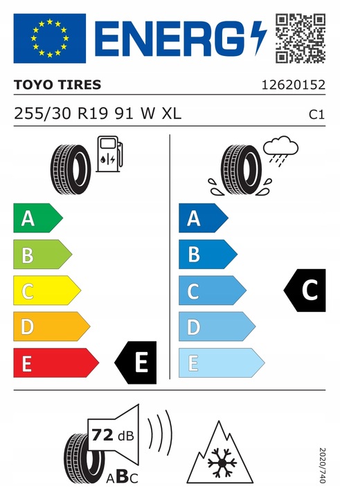 1X NEUMÁTICO DE INVIERNO 255/30R19 TOYO SNOWPROX S954 91W 