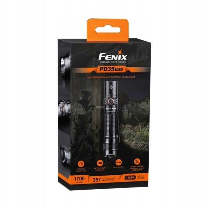 LAMPE DE POCHE ATELIER LED FENIX PD35 V3.0 NOIRE BATTERIE 6 TRYBOW 1700 LM