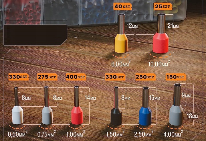 CASQUILLOS TERMINAL CABLE 1800 PIEZAS + COMPACTADOR 