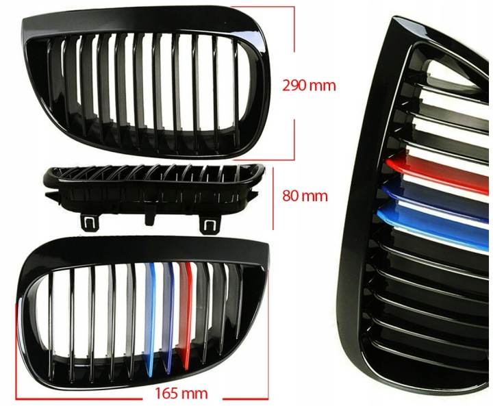 GRILLE DE RADIATEUR GRILLE GRILLES NOIR BMW E81 E87 NOIR DANS POLYSKU M M-COLOR